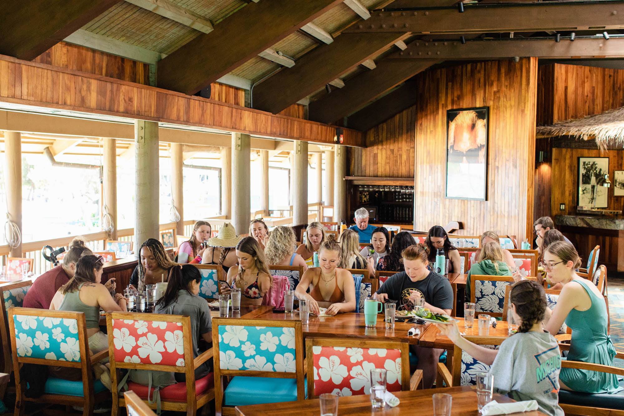Retreat attendees inside Duke's Kauai