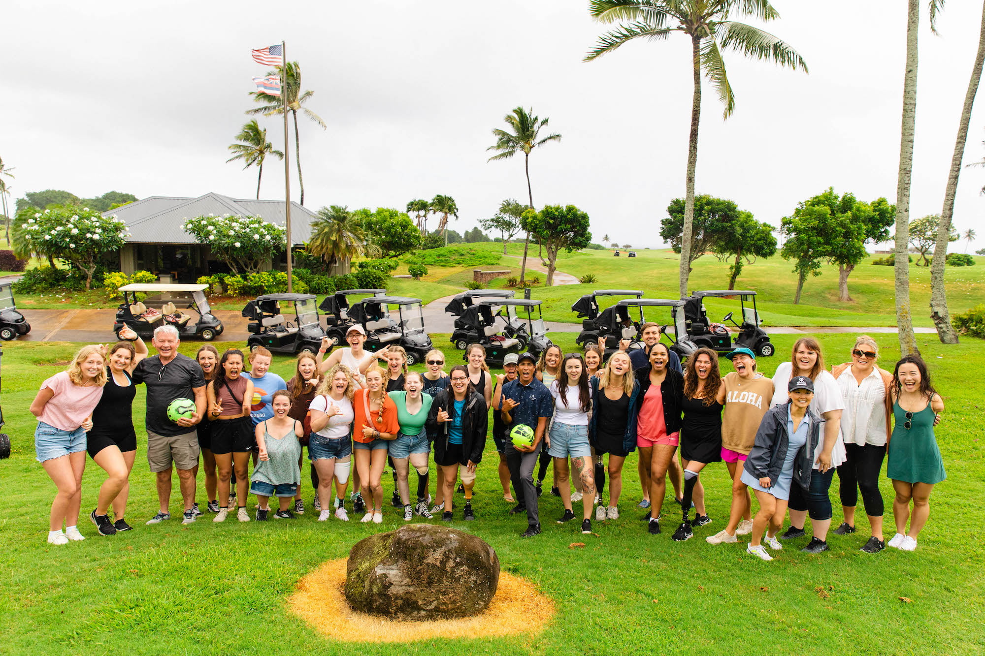Group photo at the Ocean Footgolf Course at Hokuala